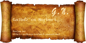 Galbács Norbert névjegykártya
